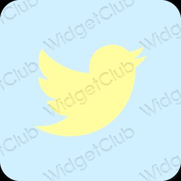 Stijlvol pastelblauw Twitter app-pictogrammen