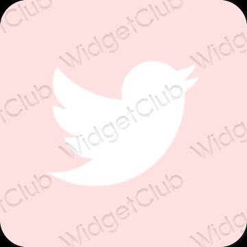Estetik merah jambu Twitter ikon aplikasi