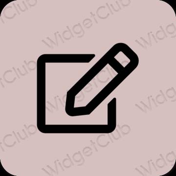 Estetsko pastelno roza Notes ikone aplikacij