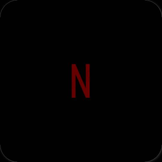 Estetinis juodas Netflix programėlių piktogramos