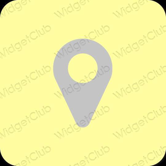 Estético amarillo Map iconos de aplicaciones