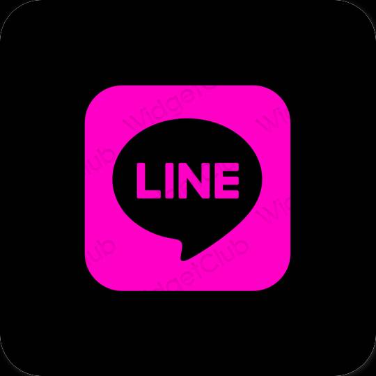 Esthétique noir LINE icônes d'application