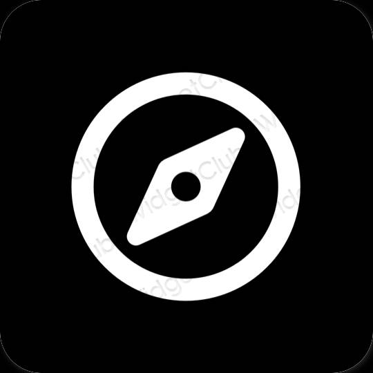 Estético negro Safari iconos de aplicaciones