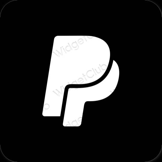 Estetyka czarny Paypal ikony aplikacji