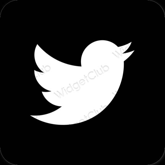 Esthétique noir Twitter icônes d'application