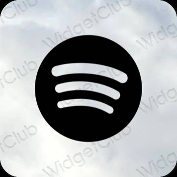 Estetic negru Spotify pictogramele aplicației