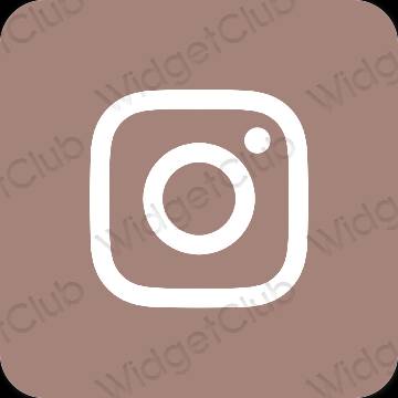 Estetyka brązowy Instagram ikony aplikacji
