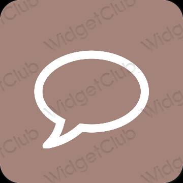 Естетски браон Messages иконе апликација