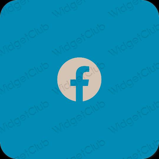 Æstetisk neon blå Facebook app ikoner