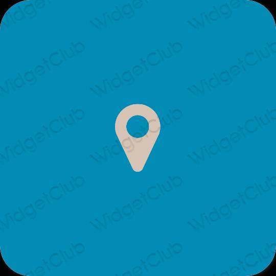 Aesthetic neon blue Map app icons