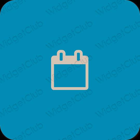 Естетски неон плава Calendar иконе апликација