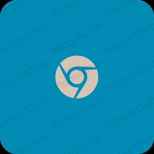 Естетичен неоново синьо Chrome икони на приложения