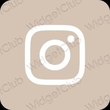 Estetinis smėlio spalvos Instagram programėlių piktogramos