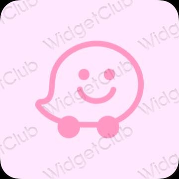 Aesthetic purple Waze app icons