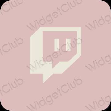 زیبایی شناسی صورتی پاستلی Twitch آیکون های برنامه