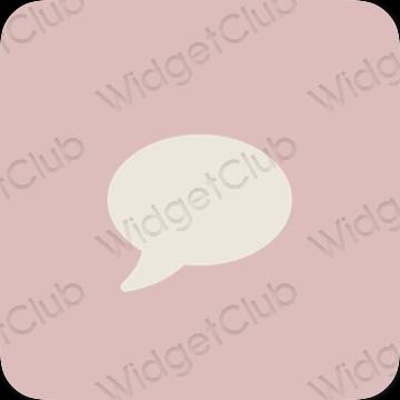زیبایی شناسی صورتی پاستلی Messages آیکون های برنامه