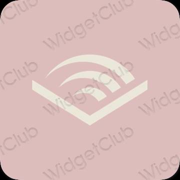 زیبایی شناسی صورتی پاستلی Audible آیکون های برنامه