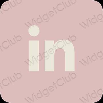 Aesthetic pastel pink Linkedin app icons