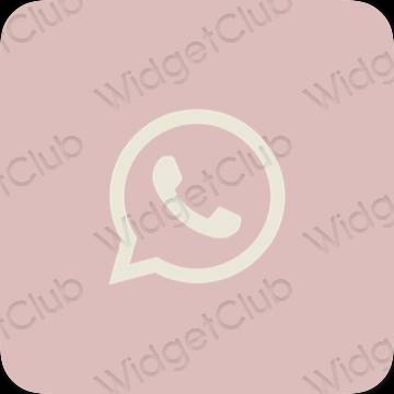 زیبایی شناسی صورتی پاستلی WhatsApp آیکون های برنامه