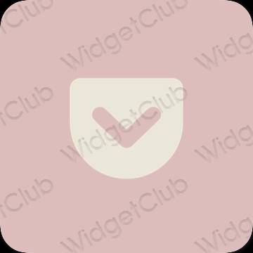 Aesthetic pastel pink Pocket app icons
