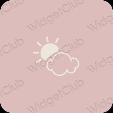 زیبایی شناسی صورتی پاستلی Weather آیکون های برنامه