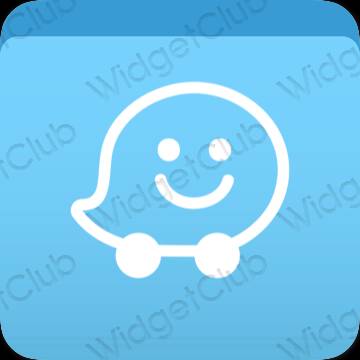 Aesthetic blue Waze app icons