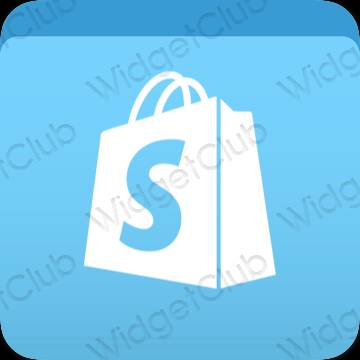 Aesthetic blue Shopify app icons