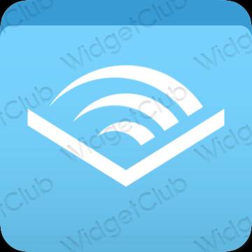 Aesthetic blue Audible app icons