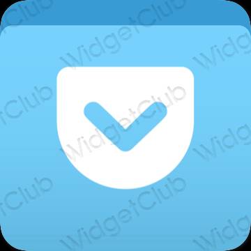 Aesthetic blue Pocket app icons