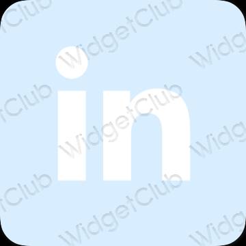 Esztétika pasztell kék Linkedin alkalmazás ikonok