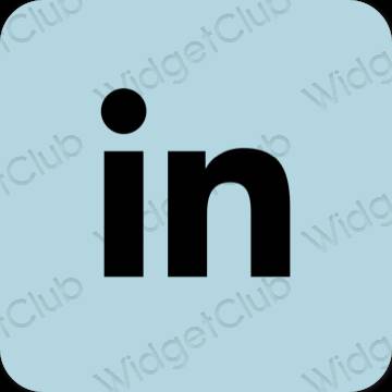 Esztétika pasztell kék Linkedin alkalmazás ikonok