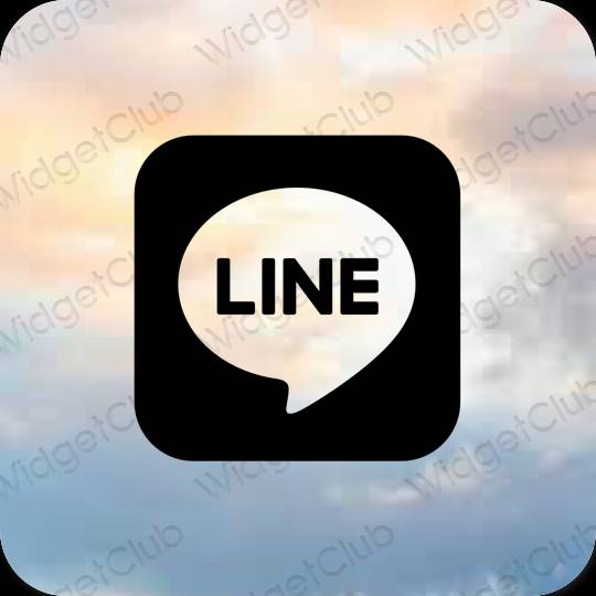 Естетски црн LINE иконе апликација