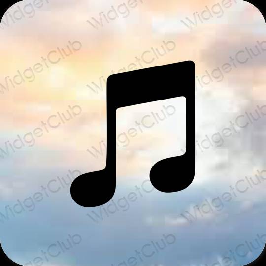 Estético Preto Apple Music ícones de aplicativos