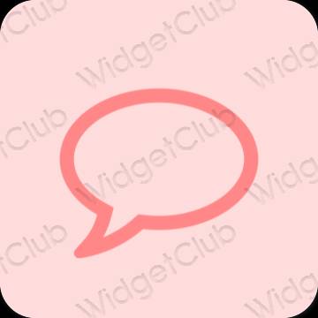 Estetik merah jambu pastel Messages ikon aplikasi