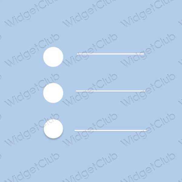Estético azul pastel Reminders ícones de aplicativos