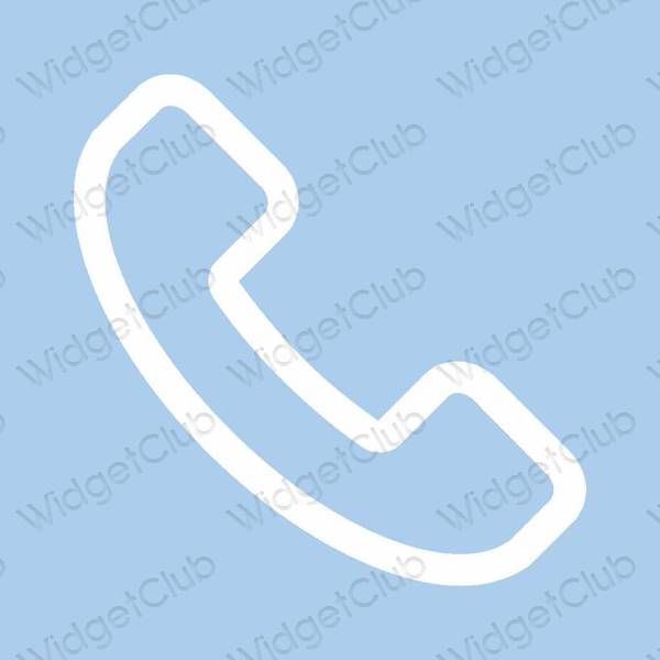 Estetik biru pastel Phone ikon aplikasi