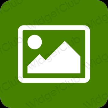 Естетичен зелено Photos икони на приложения