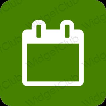 Estetický zelená Calendar ikony aplikací