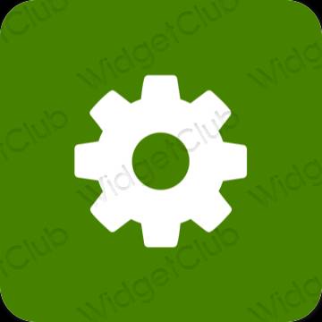 Естетичен зелено Settings икони на приложения