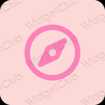 Αισθητικός παστέλ ροζ Safari εικονίδια εφαρμογών