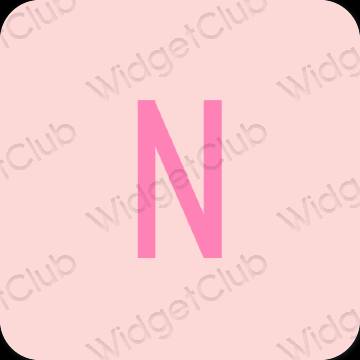 эстетический пастельно-розовый Netflix значки приложений