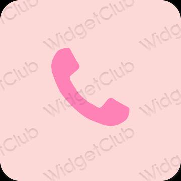Естетичен пастелно розово Phone икони на приложения