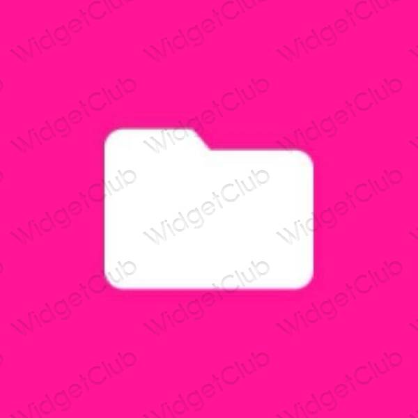 Esteetiline neoon roosa Files rakenduste ikoonid
