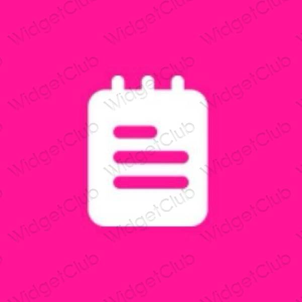 Estetické neónovo ružové Notes ikony aplikácií