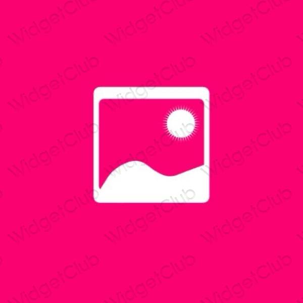 Естетичен неоново розово Photos икони на приложения