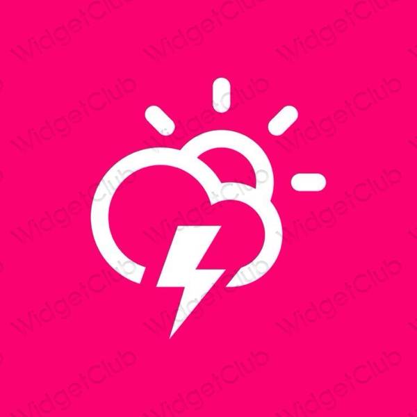 Αισθητικός νέον ροζ Weather εικονίδια εφαρμογών