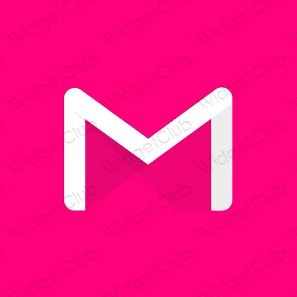Esthétique rose néon Mail icônes d'application
