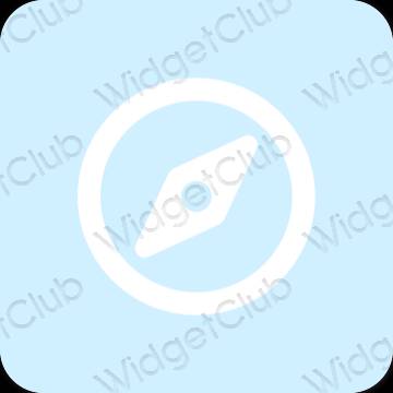 Estetik biru pastel Safari ikon aplikasi