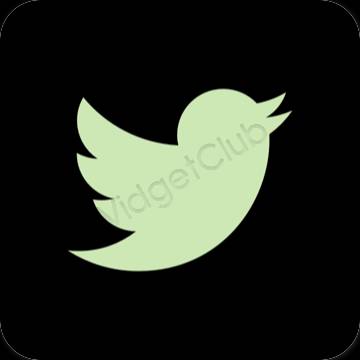 Estetik hitam Twitter ikon aplikasi