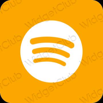 эстетический апельсин Spotify значки приложений